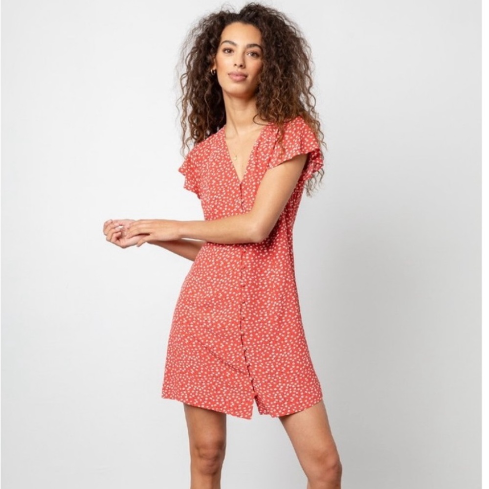Rails Helena Dress in carmine daisies xs
